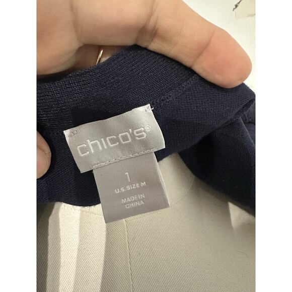 Chicos 1 Scarf Hem Sweater Cardigan Navy Blue Size Medium - Picture 8 of 12